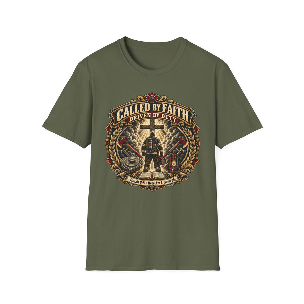 Called By Faith, Driven By Duty Firefighter T‑Shirt