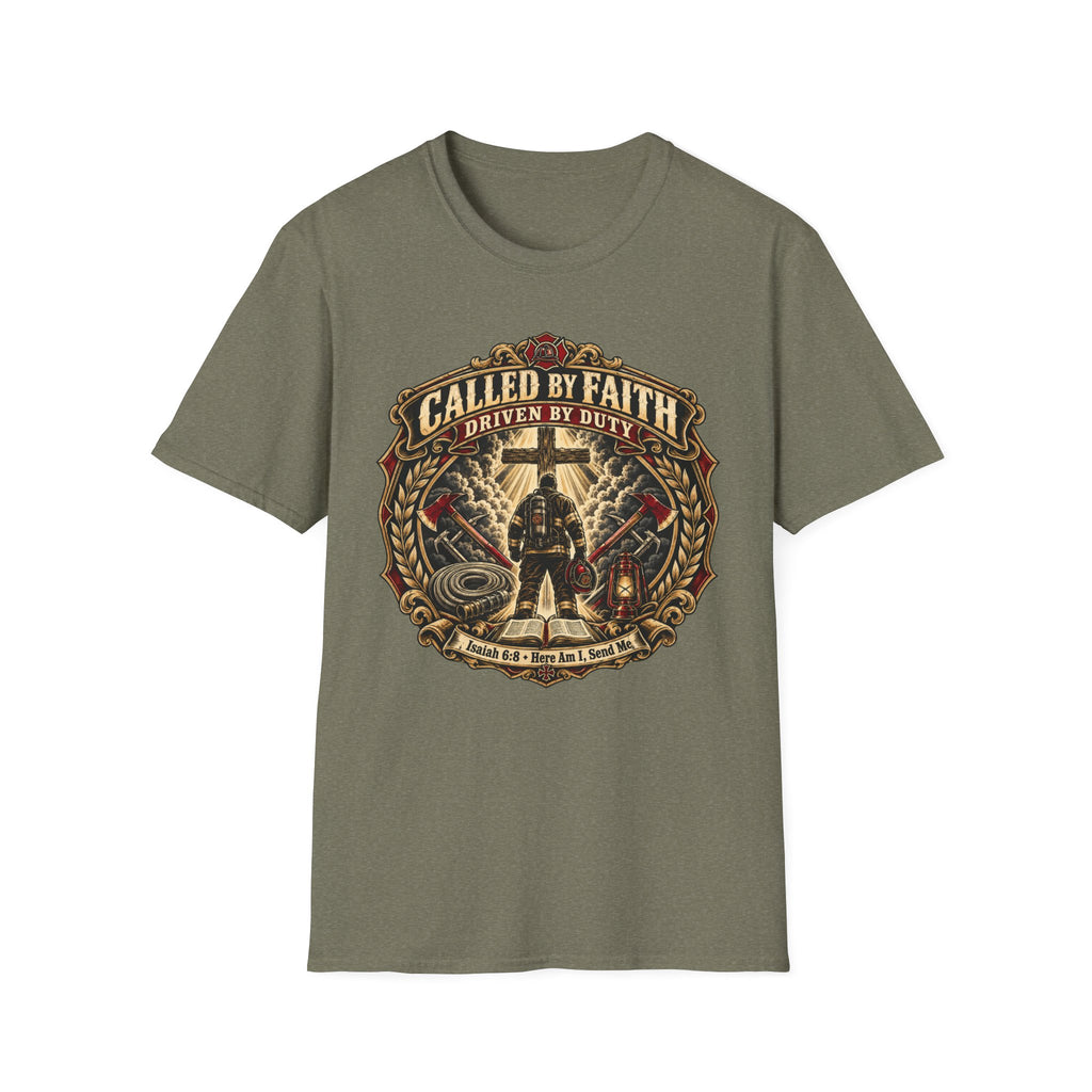 Called By Faith, Driven By Duty Firefighter T‑Shirt