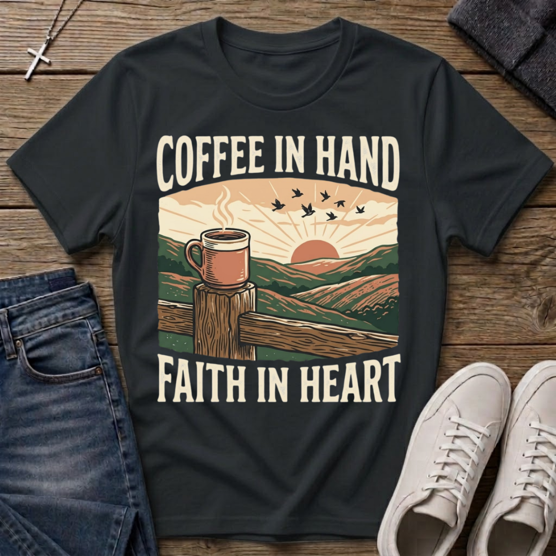 Coffee In Hand, Faith In Heart T-Shirt