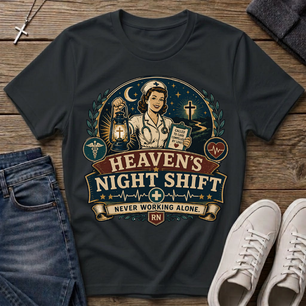 Heaven's Night Shift Christian Nurse T-Shirt