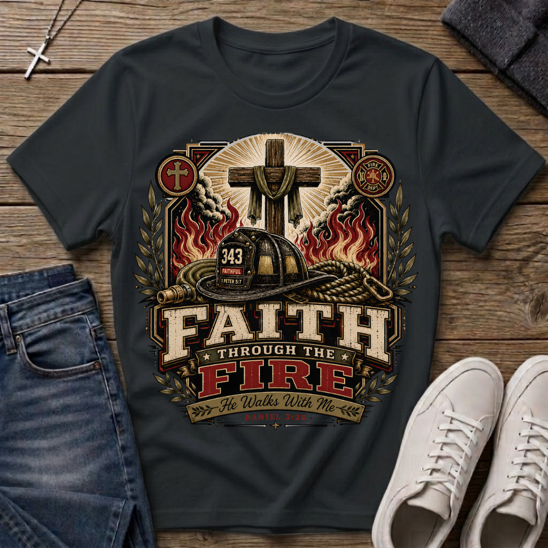 Faith Through the Fire Daniel 3:25 Christian T-Shirt
