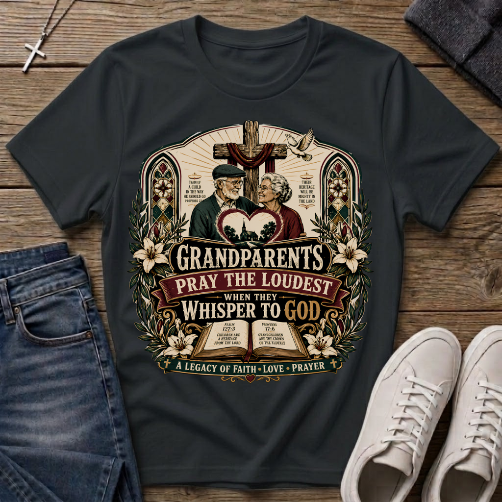 Grandparents Pray the Loudest Christian T-Shirt