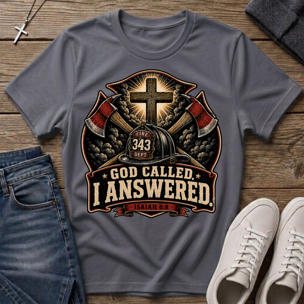 God Called I Answered Firefighter T‑Shirt