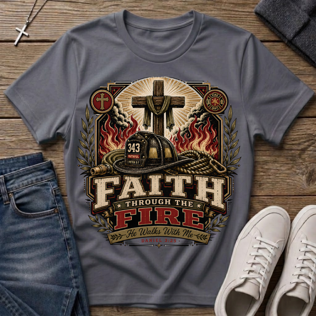Faith Through the Fire Daniel 3:25 Christian T-Shirt