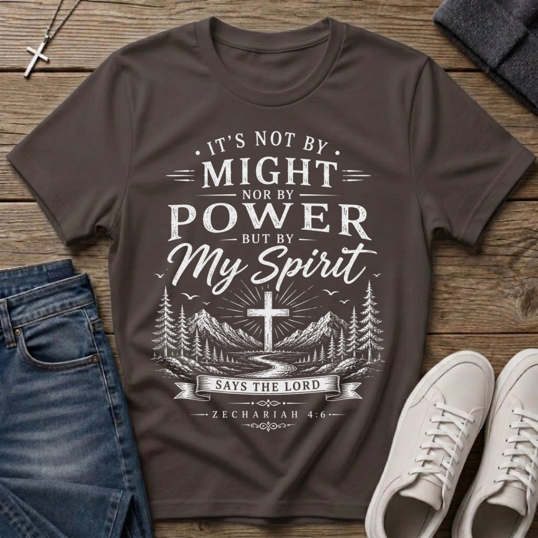 Not by Might Nor by Power Zechariah 4:6 Christian T-Shirt