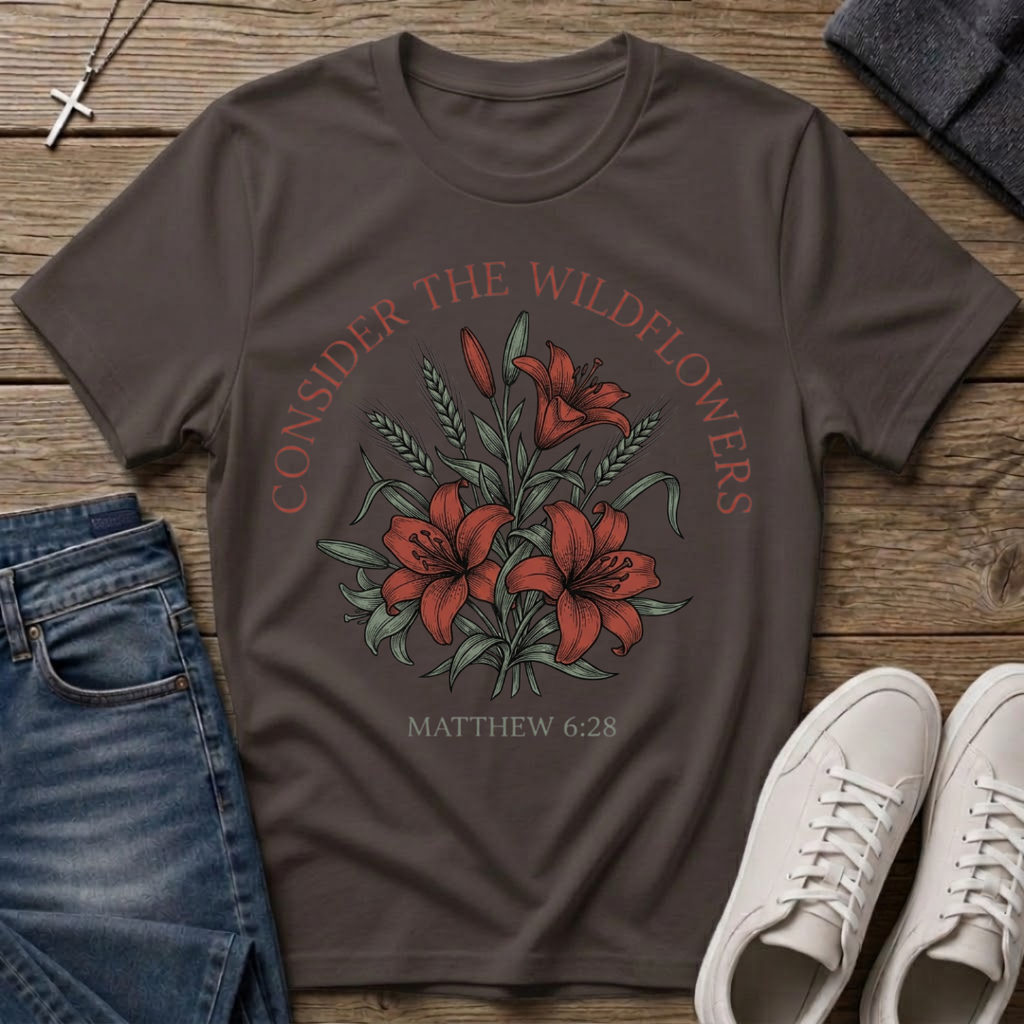Consider the Wildflowers Matthew 6:28 Christian T-Shirt