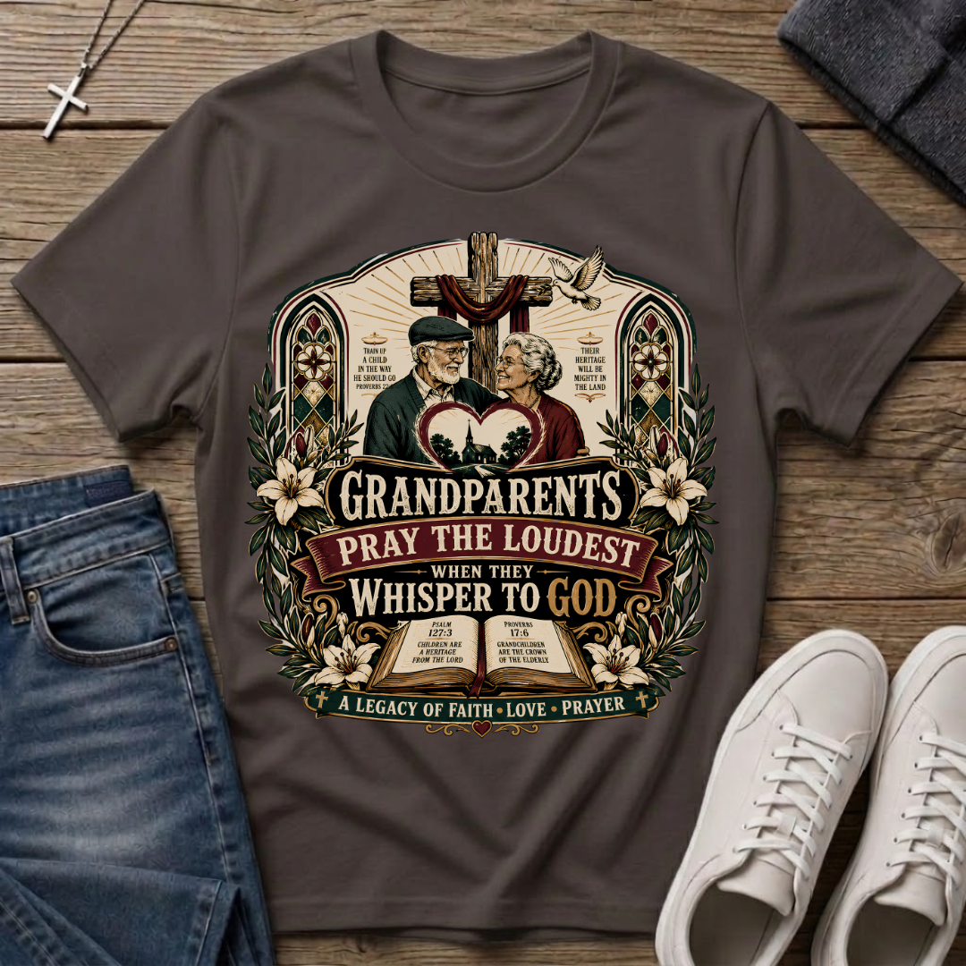 Grandparents Pray the Loudest Christian T-Shirt
