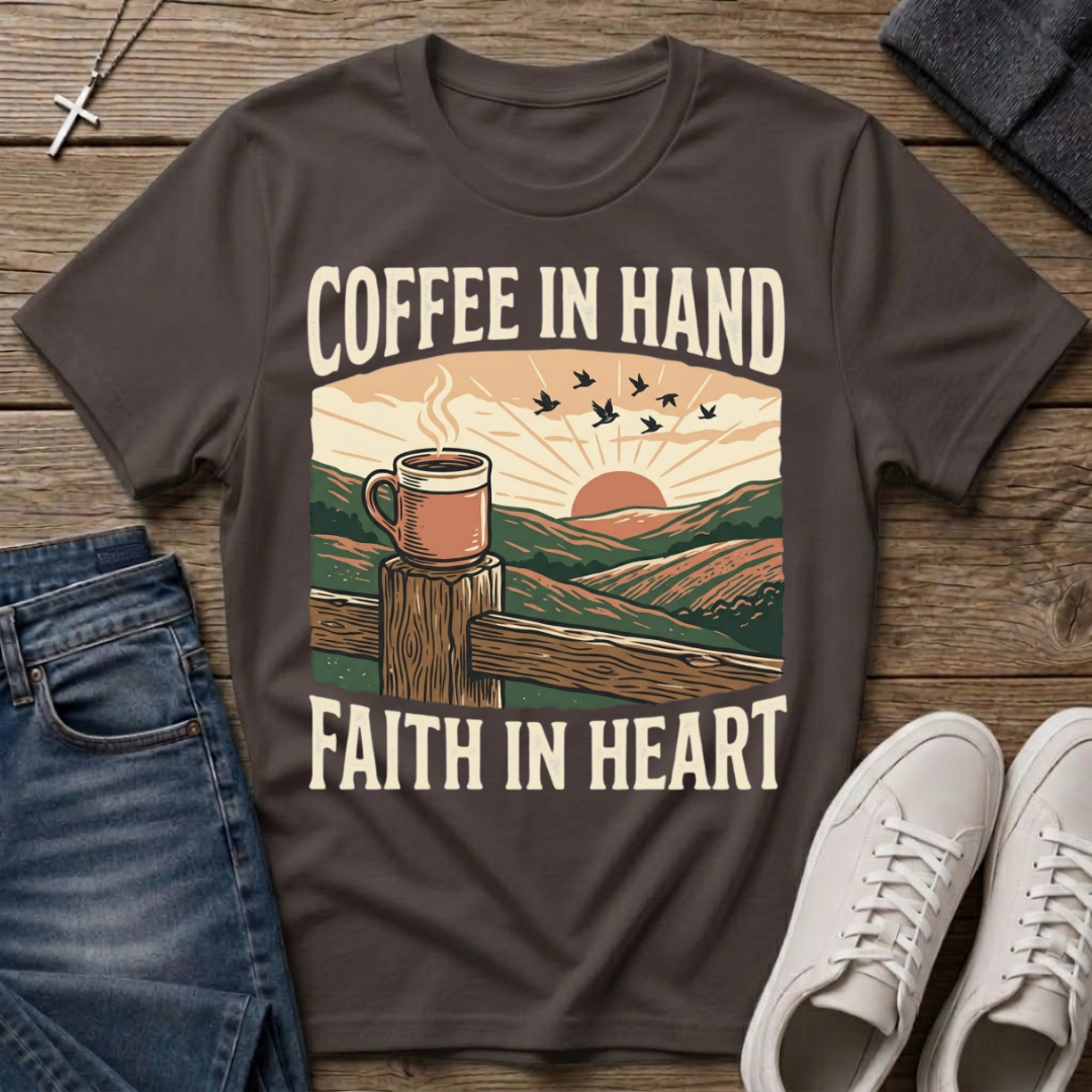 Coffee In Hand, Faith In Heart T-Shirt