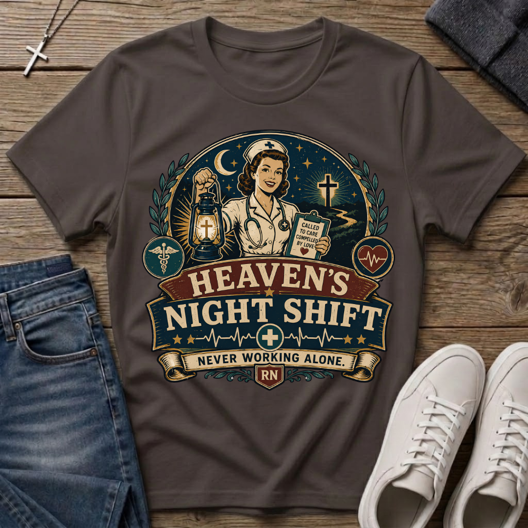 Heaven's Night Shift Christian Nurse T-Shirt