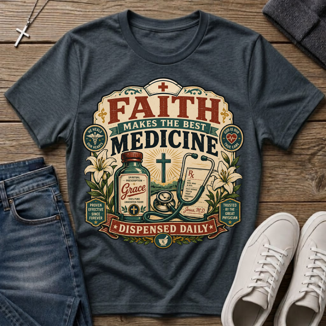 Faith Makes the Best Medicine Christian T-Shirt