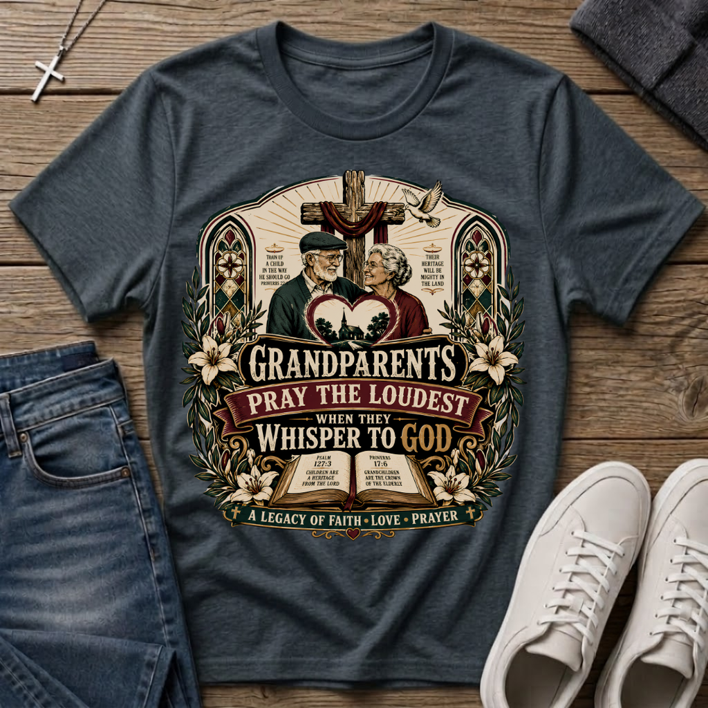 Grandparents Pray the Loudest Christian T-Shirt