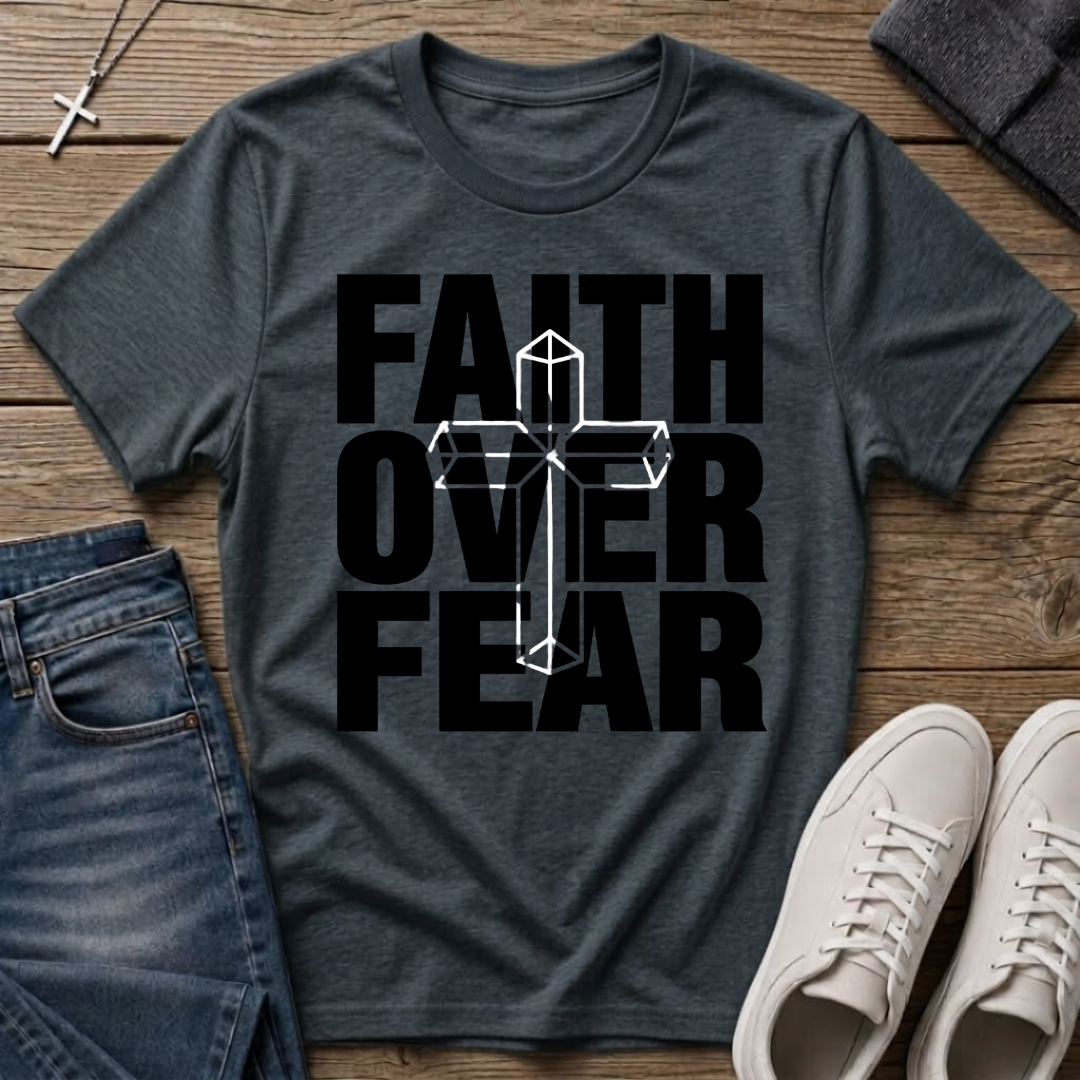 Faith Over Fear Cross Overlap T-Shirt