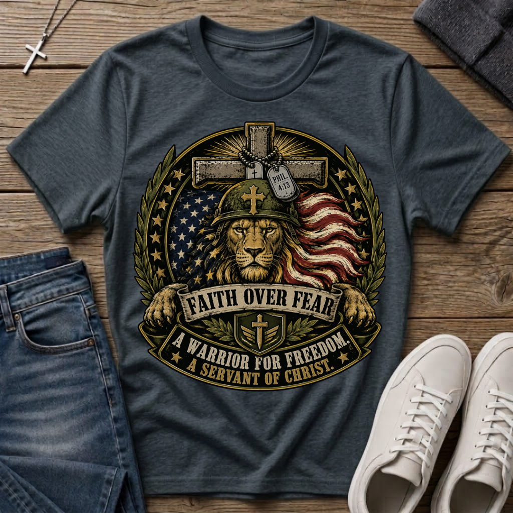 Faith Over Fear Christian Veteran T-Shirt