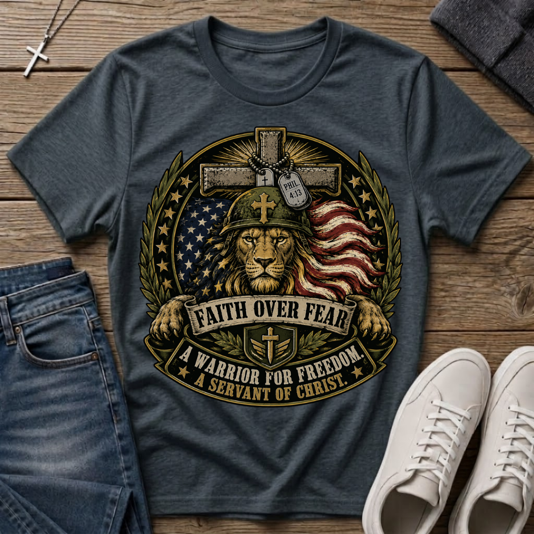 Faith Over Fear Christian Veteran T-Shirt