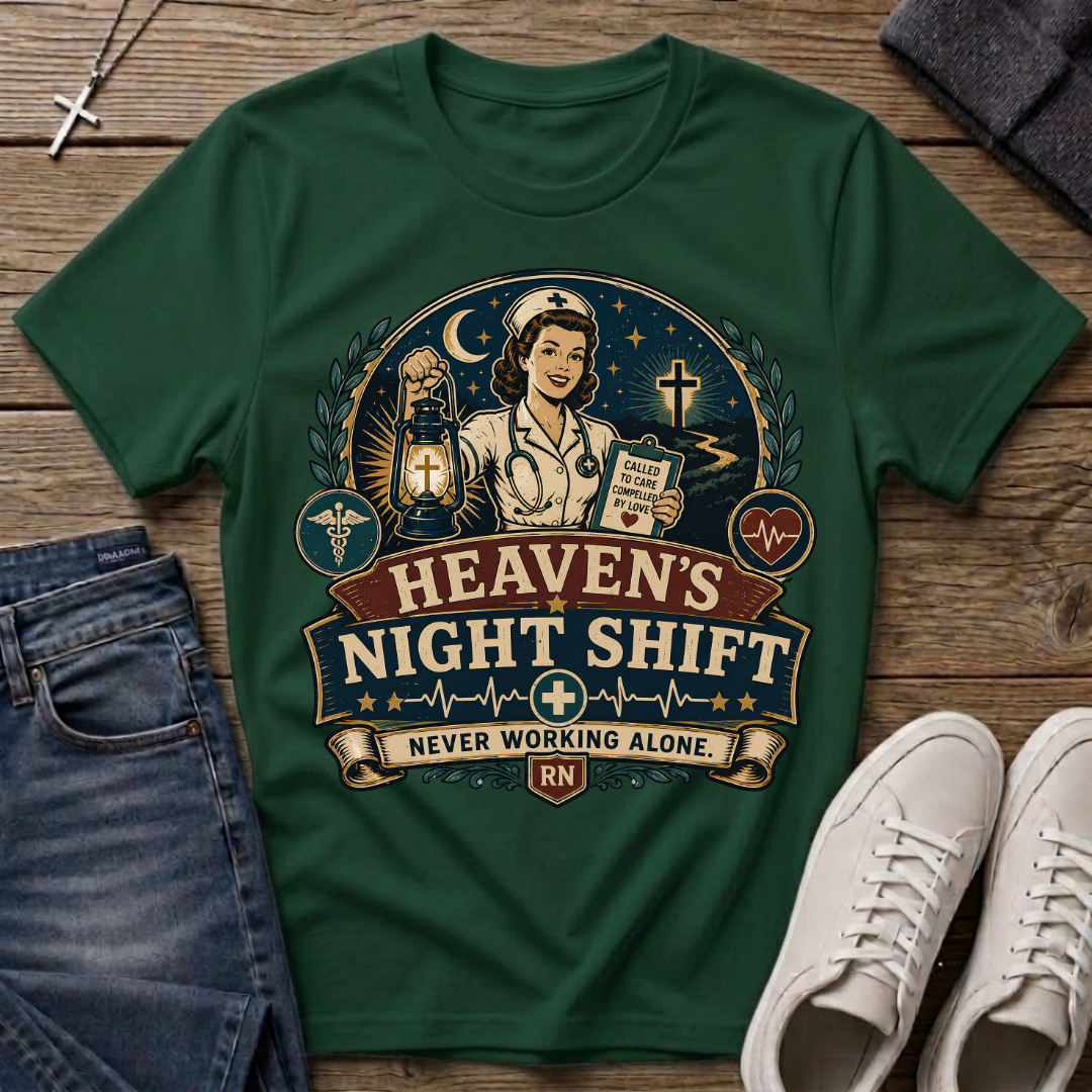 Heaven's Night Shift Christian Nurse T-Shirt
