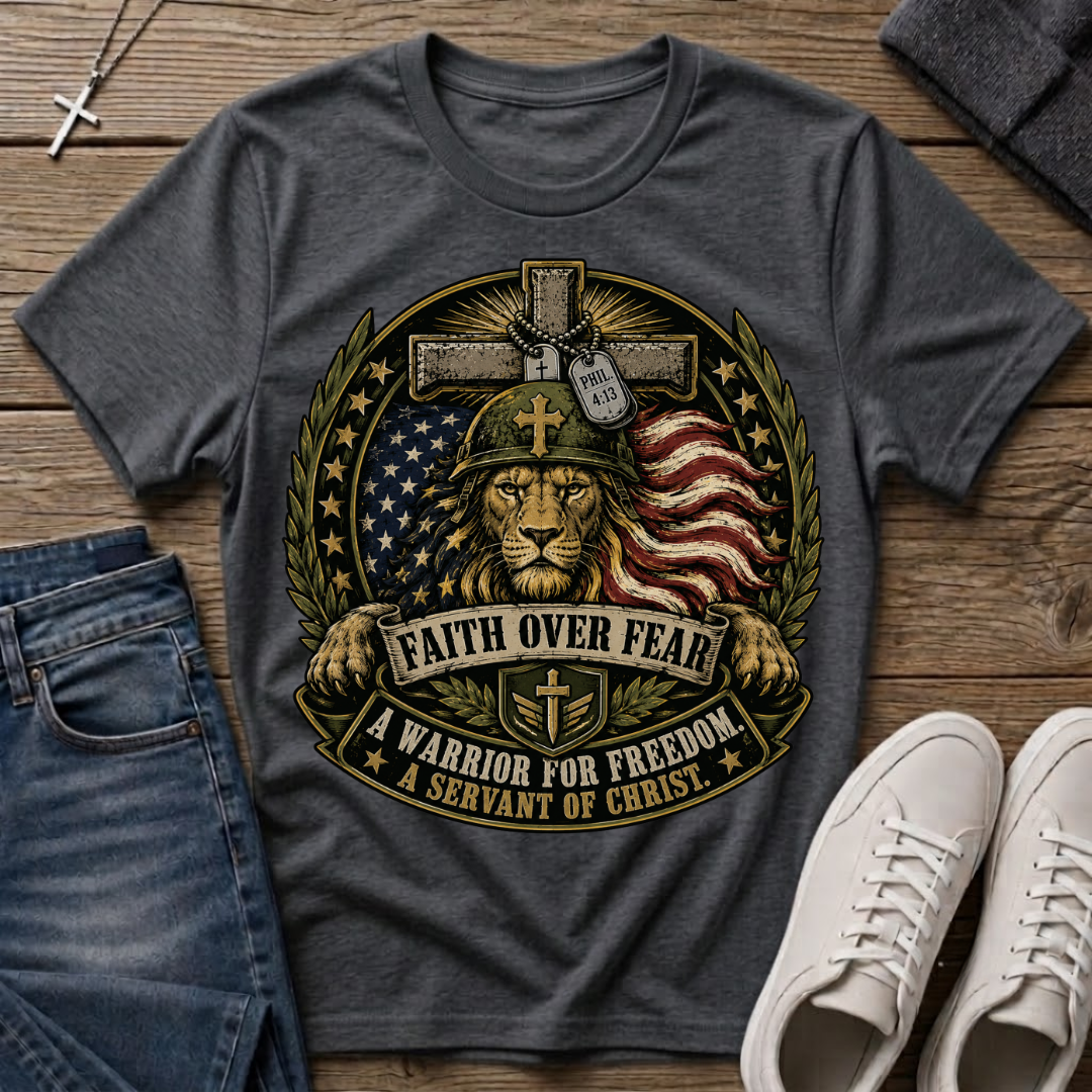 Faith Over Fear Christian Veteran T-Shirt