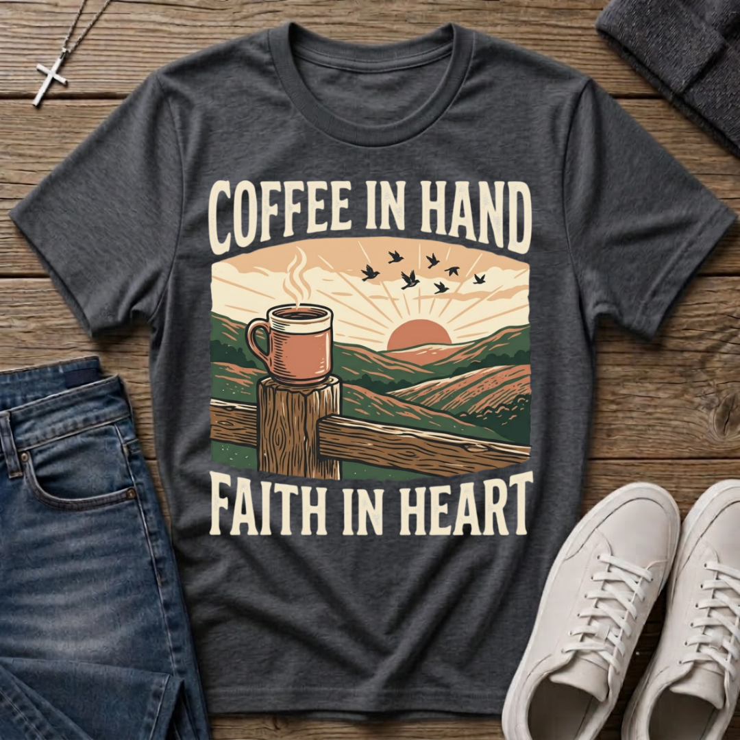 Coffee In Hand, Faith In Heart T-Shirt