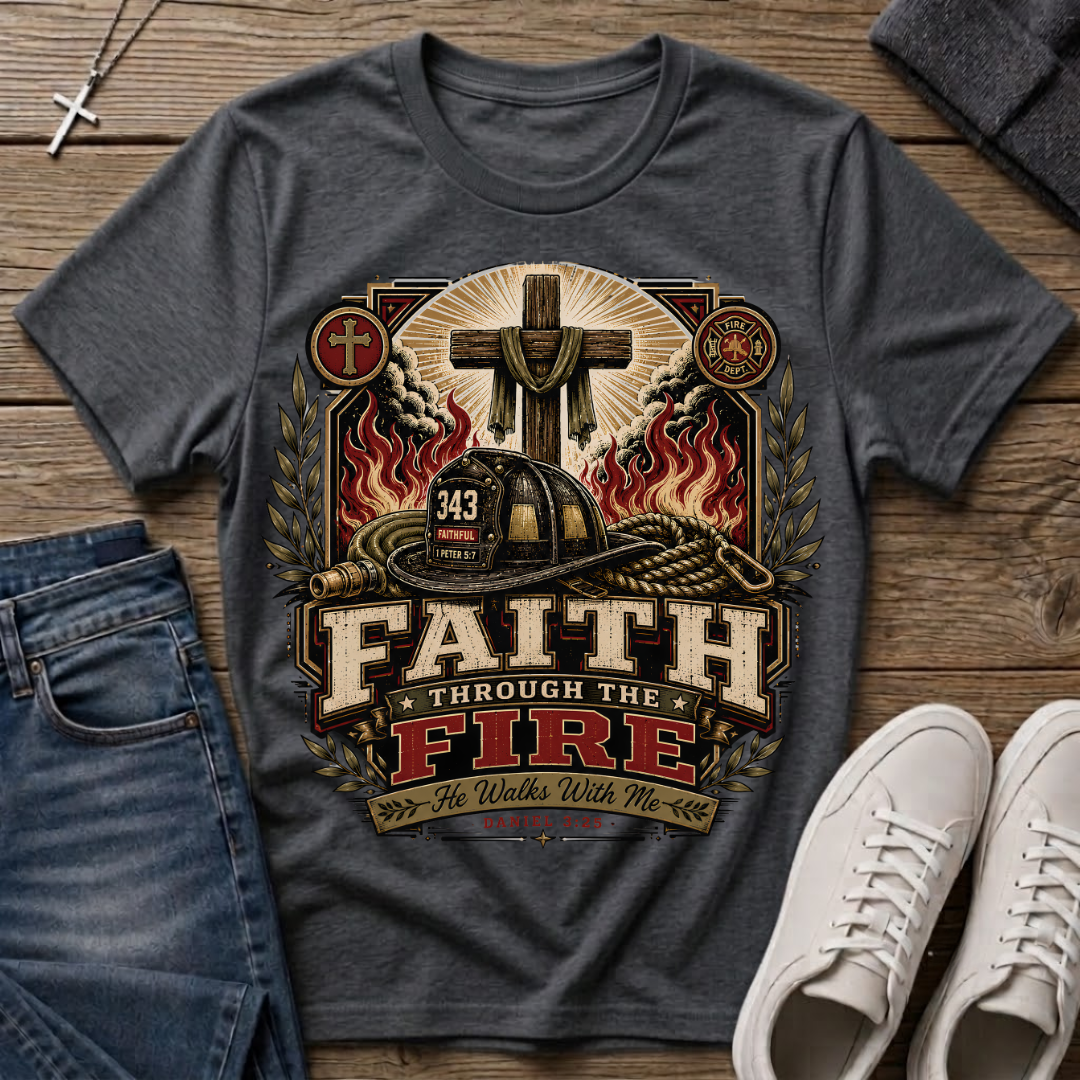 Faith Through the Fire Daniel 3:25 Christian T-Shirt