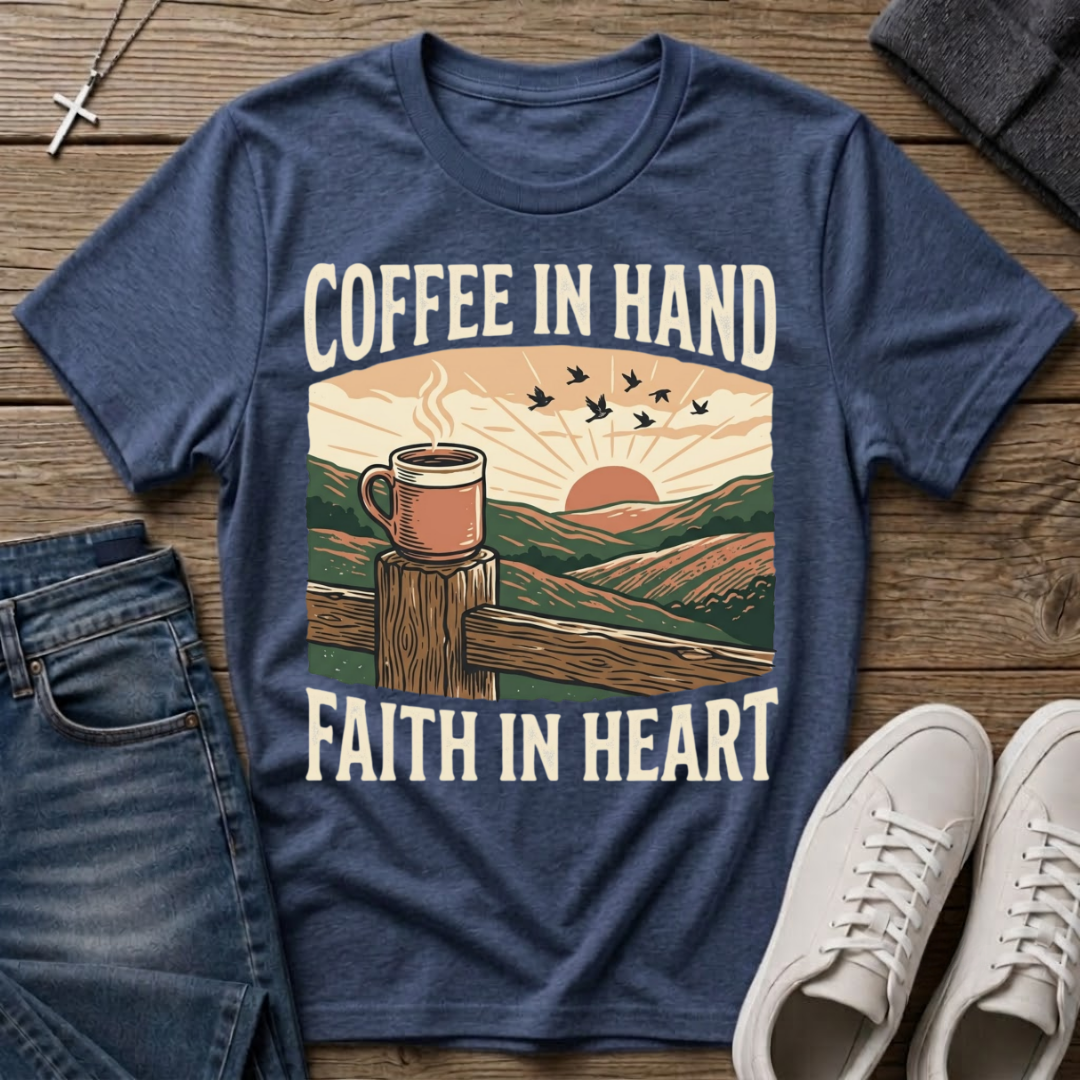 Coffee In Hand, Faith In Heart T-Shirt