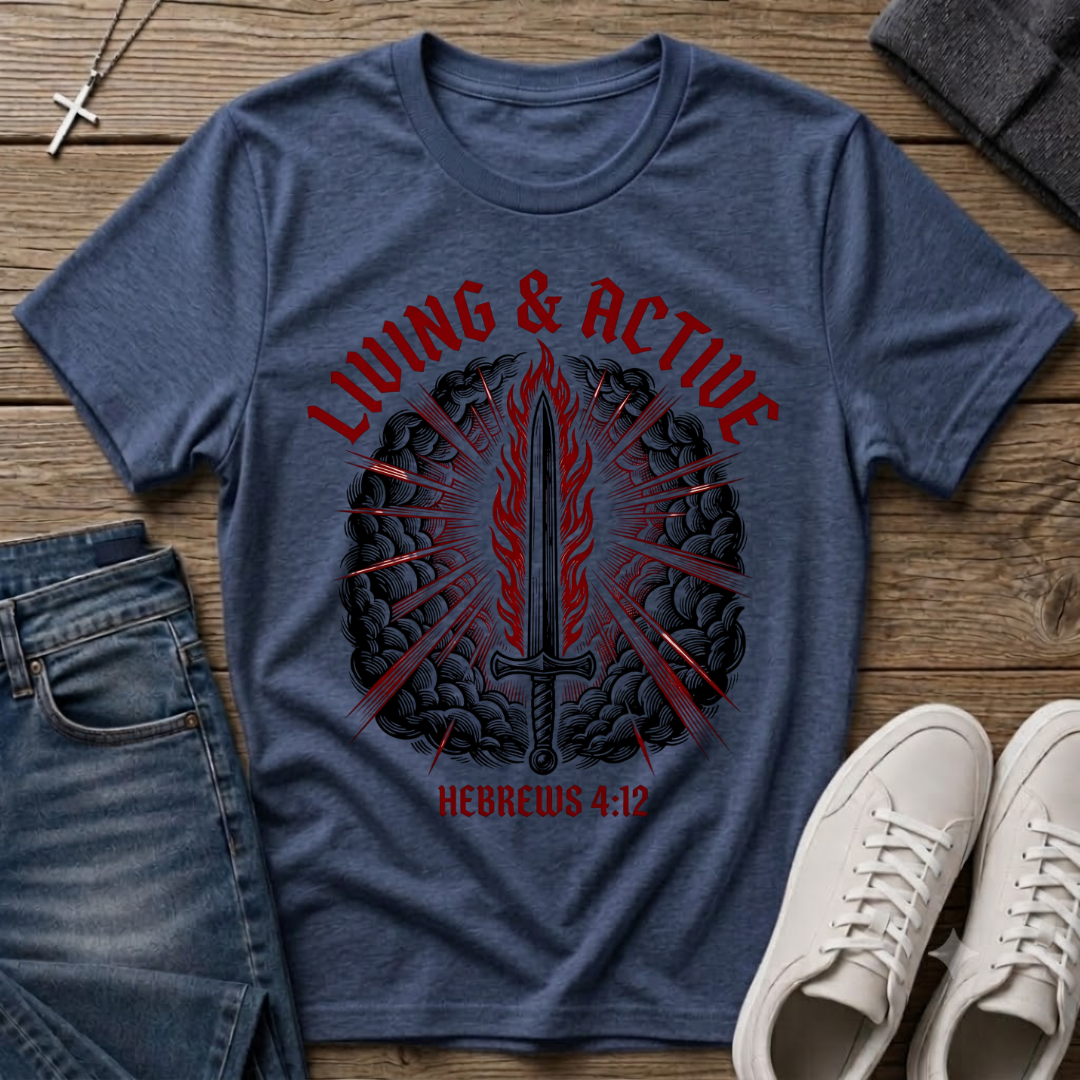 Living & Active Hebrews 4:12 Christian T-Shirt
