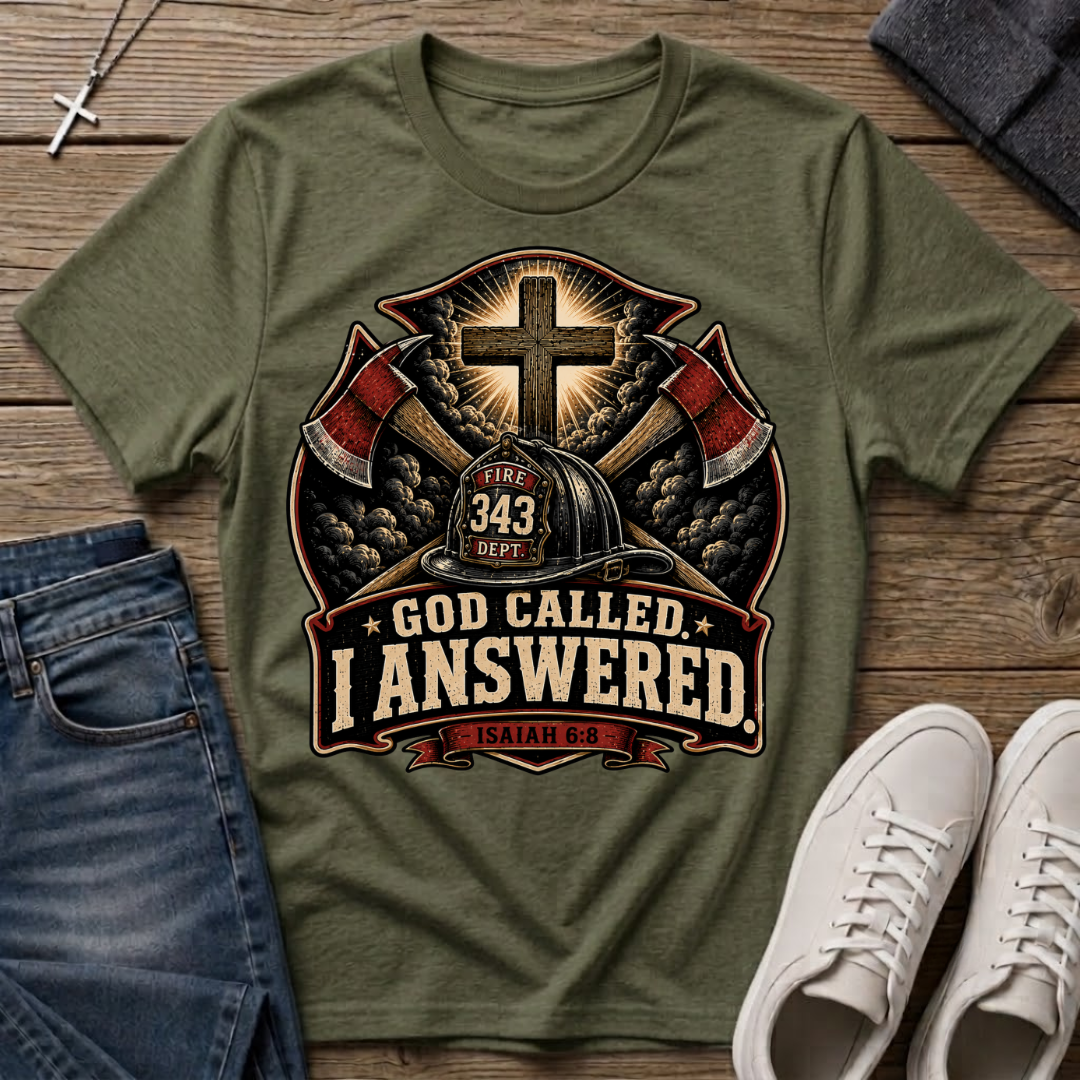 God Called I Answered Firefighter T‑Shirt