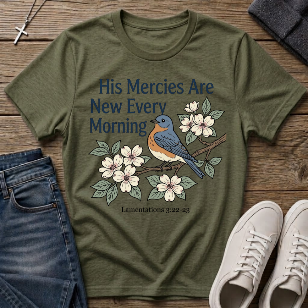 His Mercies Are New Every Morning Lamentations 3:22–23 T‑Shirt