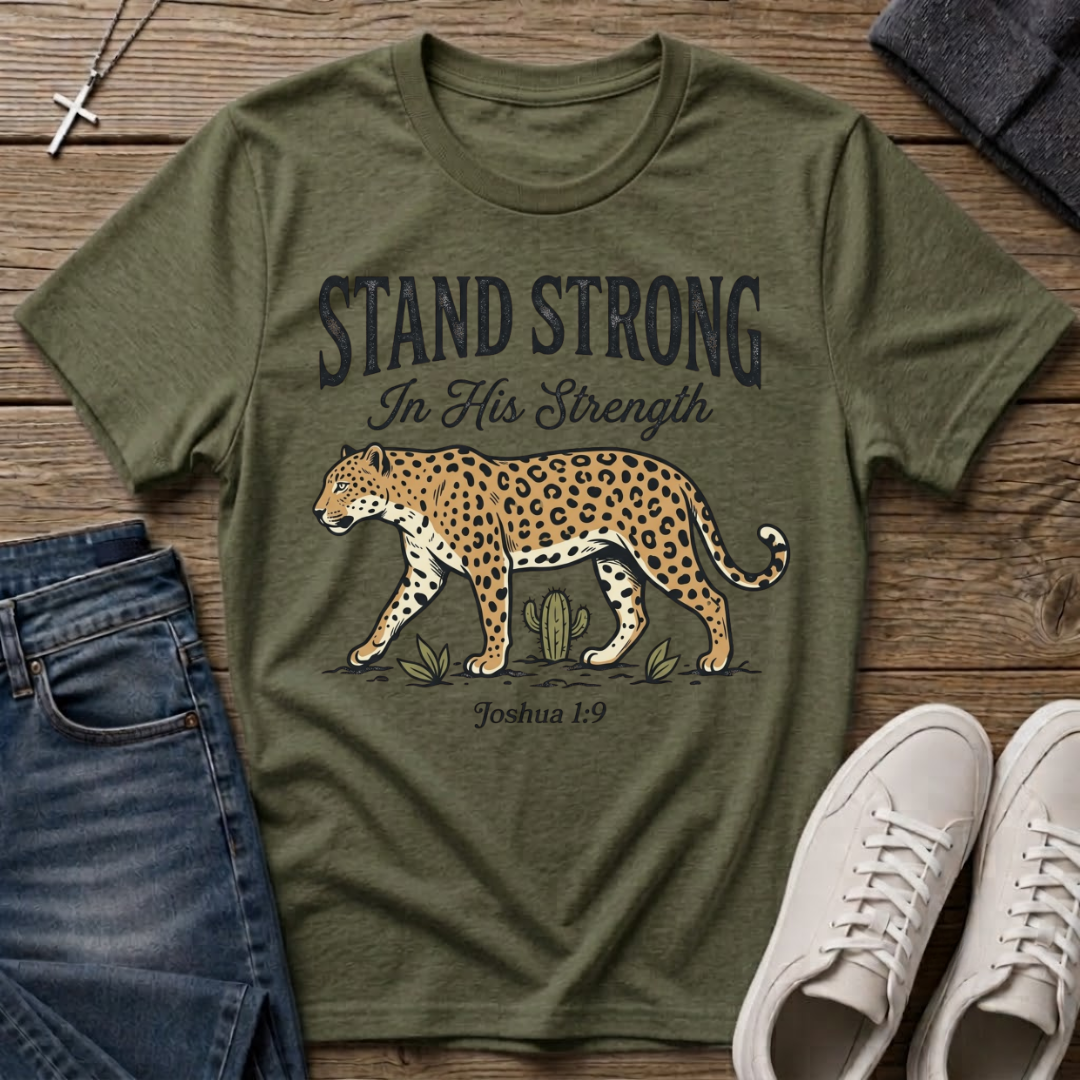 Stand Strong In His Strength Joshua 1:9 T-Shirt