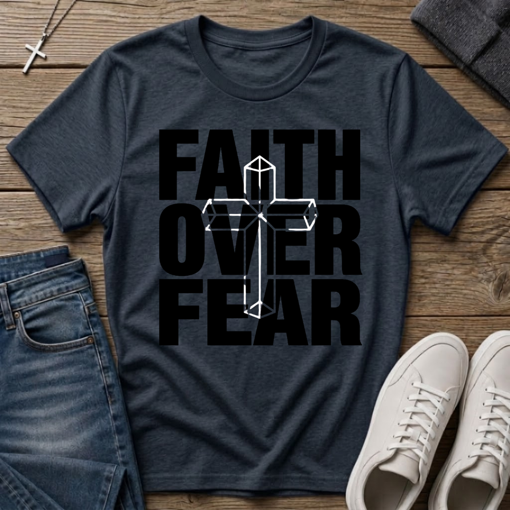 Faith Over Fear Cross Overlap T-Shirt