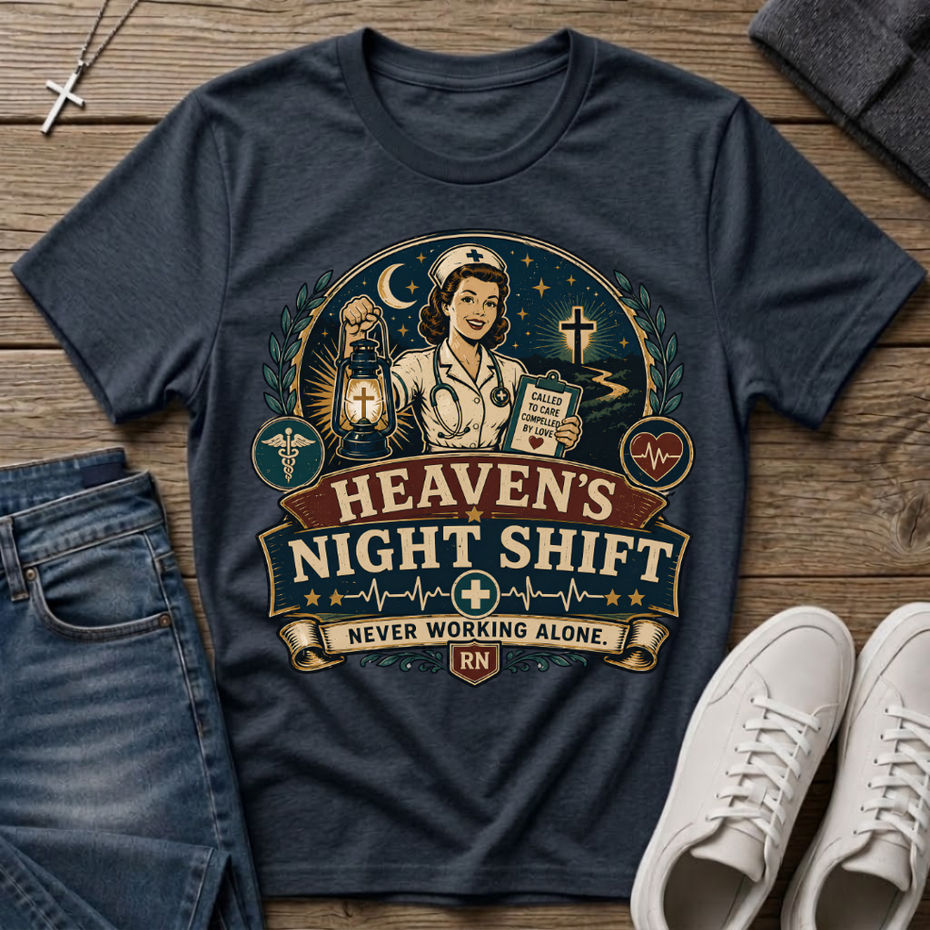 Heaven's Night Shift Christian Nurse T-Shirt