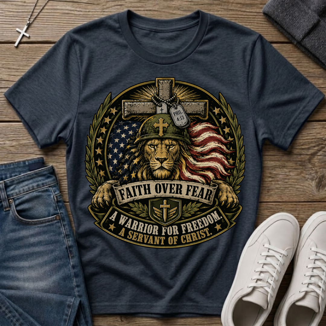 Faith Over Fear Christian Veteran T-Shirt