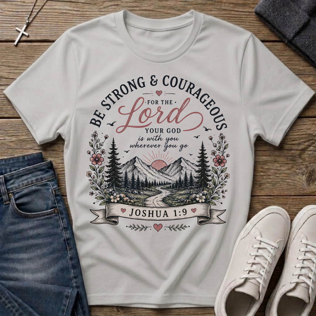 Be Strong and Courageous Joshua 1:9 Christian T-Shirt
