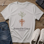 Rooted in Grace Colossians 2:7 Christian T-Shirt