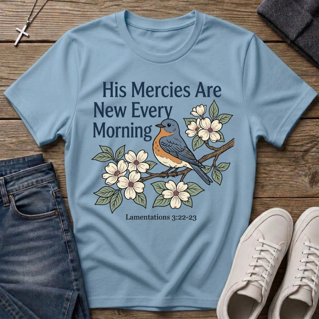His Mercies Are New Every Morning Lamentations 3:22–23 T‑Shirt