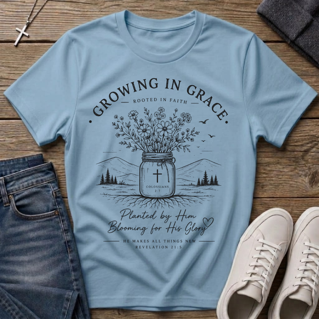 Growing in Grace Colossians 2:7 Christian T-Shirt