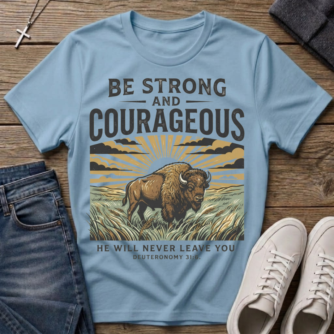 Be Strong and Courageous Deuteronomy 31:6  T-Shirt