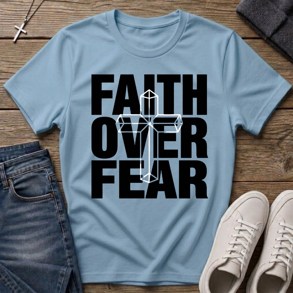 Faith Over Fear Cross Overlap T-Shirt