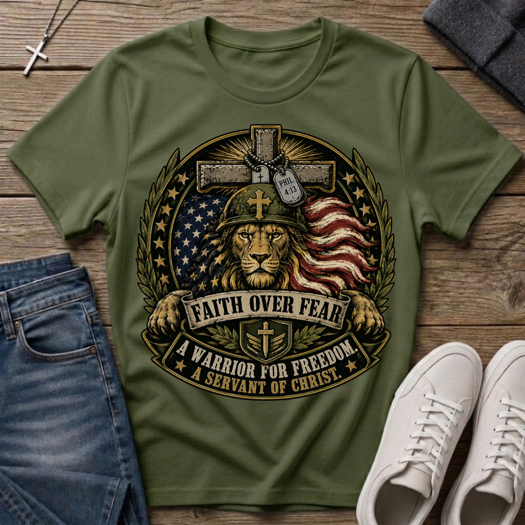 Faith Over Fear Christian Veteran T-Shirt