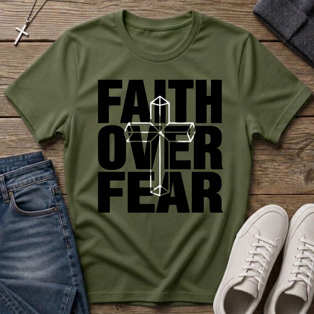 Faith Over Fear Cross Overlap T-Shirt