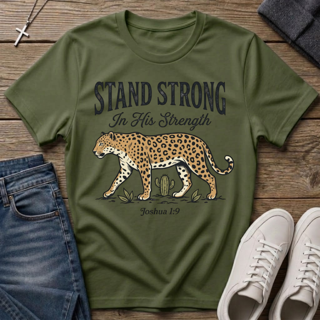 Stand Strong In His Strength Joshua 1:9 T-Shirt