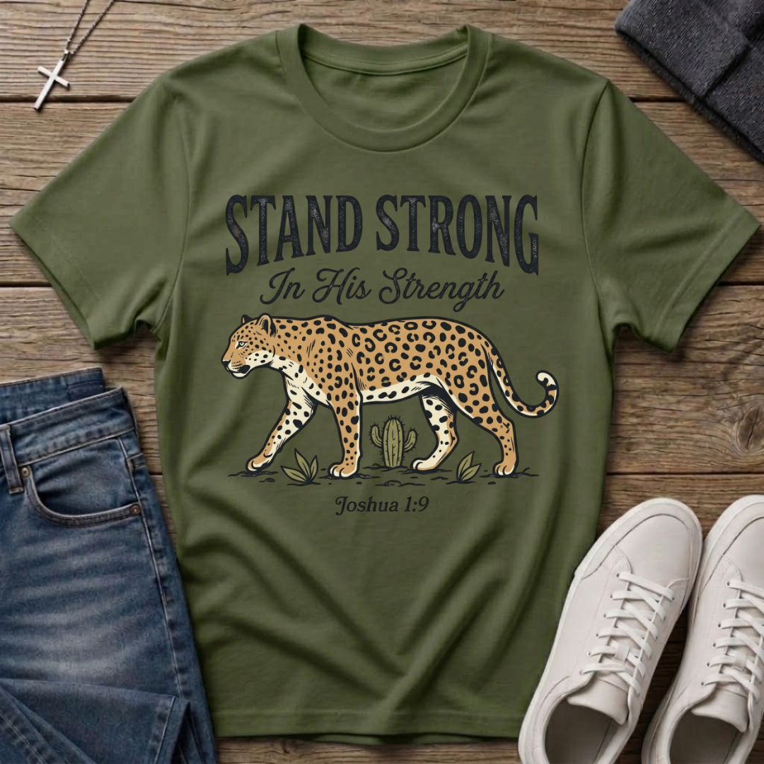 Stand Strong In His Strength Joshua 1:9 T-Shirt