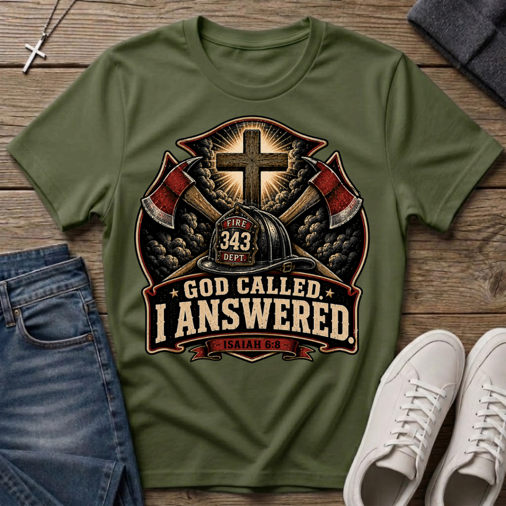 God Called I Answered Firefighter T‑Shirt