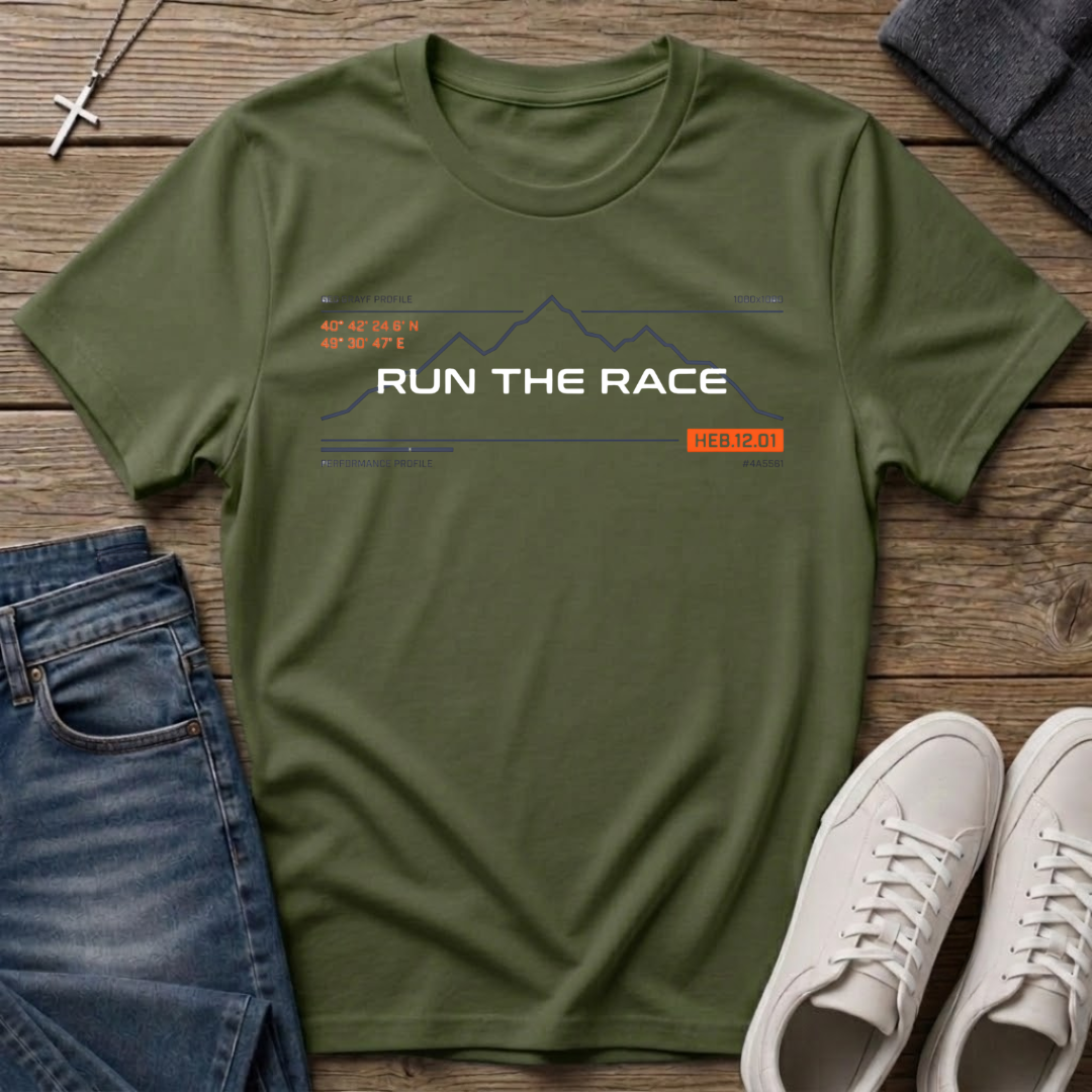Run the Race Hebrews 12:1 Christian T-Shirt