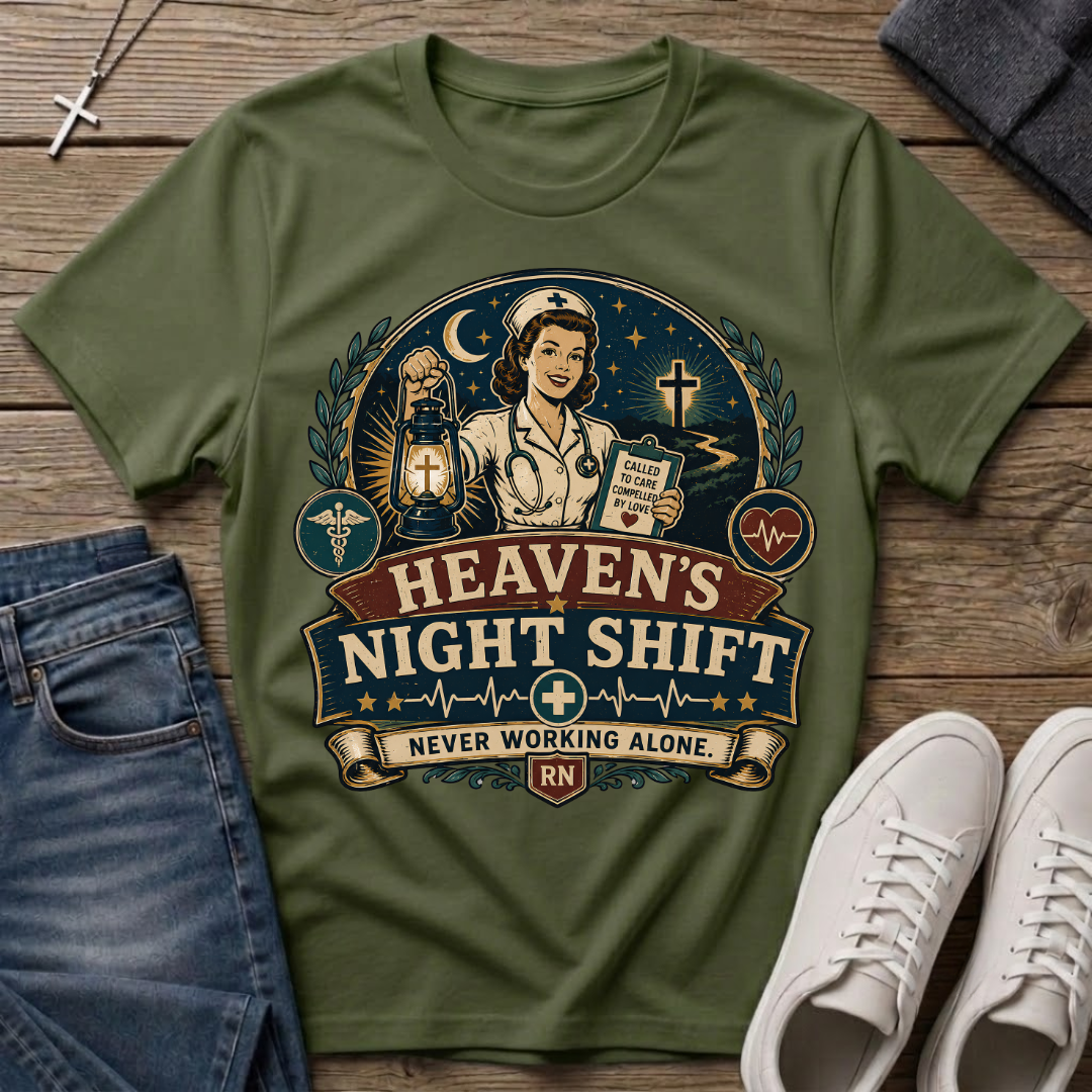 Heaven's Night Shift Christian Nurse T-Shirt