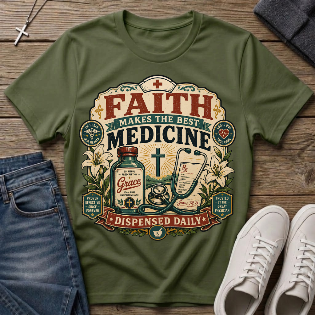 Faith Makes the Best Medicine Christian T-Shirt