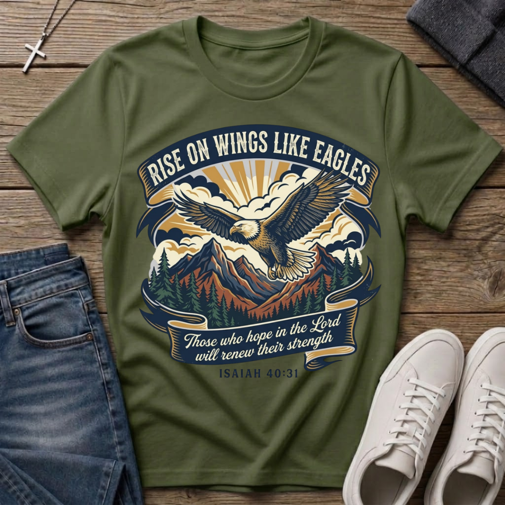 Rise On Wings Like Eagles Isaiah 40:31 T-Shirt