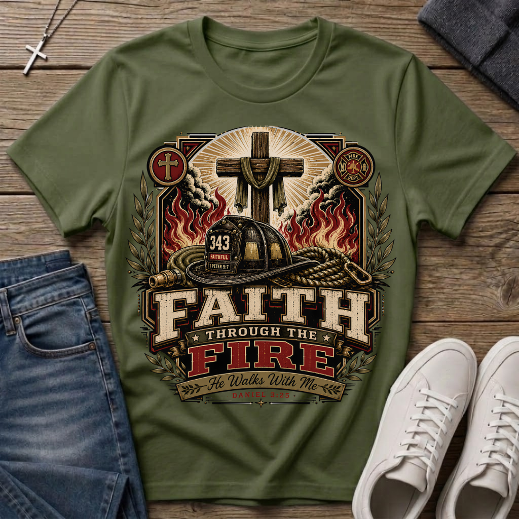 Faith Through the Fire Daniel 3:25 Christian T-Shirt