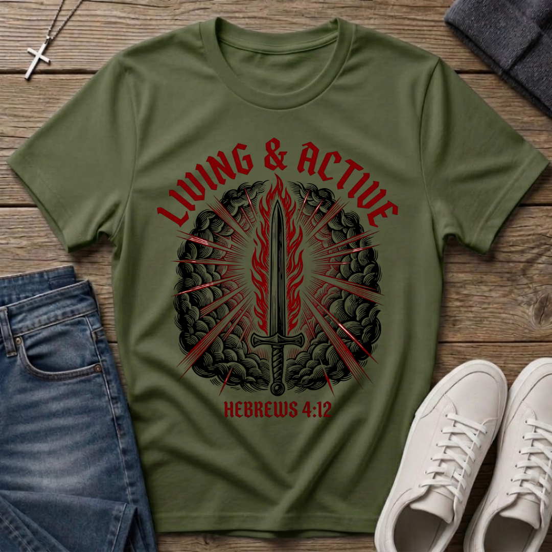 Living & Active Hebrews 4:12 Christian T-Shirt