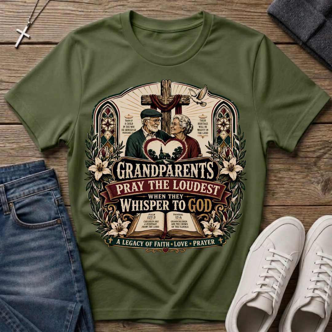 Grandparents Pray the Loudest Christian T-Shirt