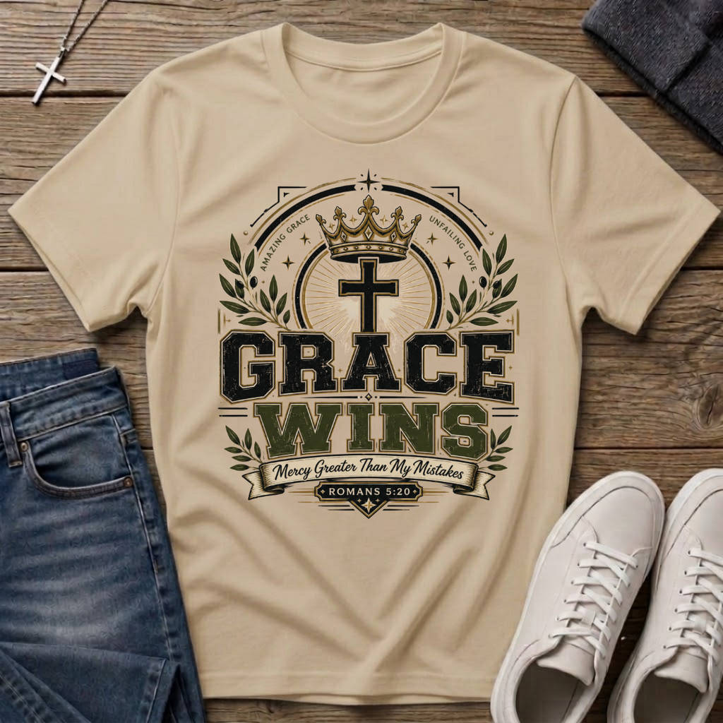 Grace Wins Romans 5:20 Christian T-Shirt