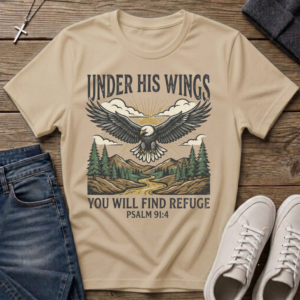 Under His Wings Psalm 91:4 T-Shirt